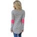 Floral Style Stripe Round Neck Slim Fit Sleeve Splicing Women's Top