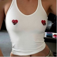 Style Sleeveless Top Summer Loose Running Outdoor Wear Heart Print Inner Layer Women's Fashion Top