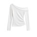 Slanted off shoulder irregular long sleeved top