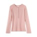 Chic Hollow-Out Half-Open Neck Long Sleeve Knit Top for Women
