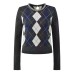 Correct Version! SP Home Jung Soo-yeon Style Pad Shoulder Rhinestone Quilted Knit Top for Women