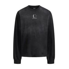Spray painting brushed edges round neck long sleeves Spray painting brushed edges round neck long sleeves