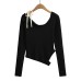 Strap off shoulder asymmetrical long sleeved top Strap off shoulder asymmetrical long sleeved top