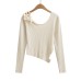 Strap off shoulder asymmetrical long sleeved top Strap off shoulder asymmetrical long sleeved top
