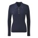 Home French Style Embroidered Ribbed Polo Neck Long Sleeve Knit Top