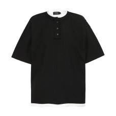 Fake two contrasting round neck short sleeves