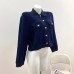 Brushed Knit Top for Turn-Down Collar Single Breasted Long Sleeve Short Length