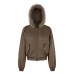 Detachable fur collar hooded short retro cotton jacket
