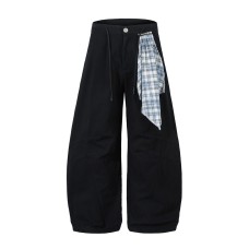Strap drawstring casual curved knife pants