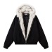 Retro deconstruction of mountain carved fur collar and velvet jacket for men
