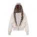 Leopard print patchwork and plush thick hooded sweatshirt jacket