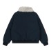 Embroidered fur collar motorcycle jacket with cotton jacket