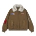 Embroidered fur collar motorcycle jacket with cotton jacket