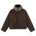 Retro fur collar imitation suede Maillard baseball jacket cotton jacket