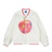Diamond studded star apple stand up collar jacket for women