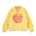 Diamond studded star apple stand up collar jacket for women