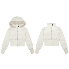 Detachable fur collar short thick cotton jacket for women