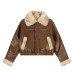 Spicy Girl PU Leather Plush Collar with Plush Short Coat for Women