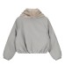 Vintage mountain carving with plush collar and horn button cotton jacket