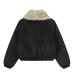 Vintage mountain carving with plush collar and horn button cotton jacket