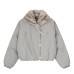 Vintage mountain carving with plush collar and horn button cotton jacket