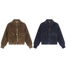 Coffee colored collar workwear cotton jacket for women