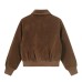 Coffee colored collar workwear cotton jacket for women