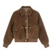 Coffee colored collar workwear cotton jacket for women