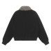 Cross embroidered suede jacket with fur collar jacket