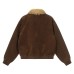 Cross embroidered suede jacket with fur collar jacket