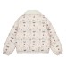 Fun Full Print Puppy Plush Collar Cotton Jacket for Women