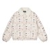 Fun Full Print Puppy Plush Collar Cotton Jacket for Women