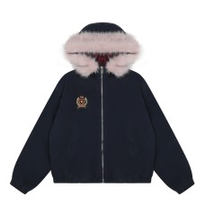 Retro minimalist hooded cotton collar women's clothing