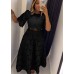 Sleeve Length  Neckline   Hollow Out Design  Short Sleeve  Round Neck  Women's Two-Piece Set