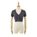 Slim fit V-neck single breasted short sleeved top