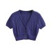 Slim fit V-neck single breasted short sleeved top