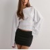 Elegant Solid Color Round Neck Long Sleeve Fitted Casual Top for Women
