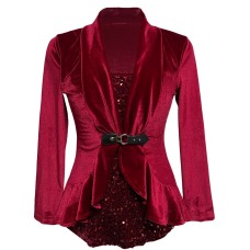 Chic Sequin Button Spliced Mock Two-Piece Top for Women Chic Sequin Button Spliced Mock Two-Piece Top for Women