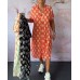 Casual Printed Short Sleeve V-Neck Loose Fit Dress for Women