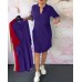 Solid Color V-neck Mid-length Dress Women's Dress Solid Color V-neck Mid-length Dress Women's Dress