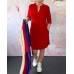 Solid Color V-neck Mid-length Dress Women's Dress Solid Color V-neck Mid-length Dress Women's Dress