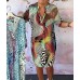 Elegant Printed V-Neck Midi Sleeve Dress for Women Elegant Printed V-Neck Midi Sleeve Dress for Women