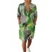 Elegant Printed V-Neck Midi Sleeve Dress for Women Elegant Printed V-Neck Midi Sleeve Dress for Women