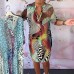 Elegant Printed V-Neck Midi Sleeve Dress for Women Elegant Printed V-Neck Midi Sleeve Dress for Women