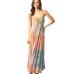 Fashion V-neck Printed Tie-up Loose Sleeveless Strap Dress for Women