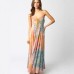 Fashion V-neck Printed Tie-up Loose Sleeveless Strap Dress for Women