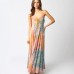 Fashion V-neck Printed Tie-up Loose Sleeveless Strap Dress for Women