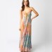Fashion V-neck Printed Tie-up Loose Sleeveless Strap Dress for Women