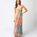 Fashion V-neck Printed Tie-up Loose Sleeveless Strap Dress for Women