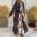 Fashion Color-block V-neck Long Sleeve Dress for Women